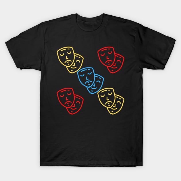 Colorful Theatre Pattern Mask T-Shirt by Teatro